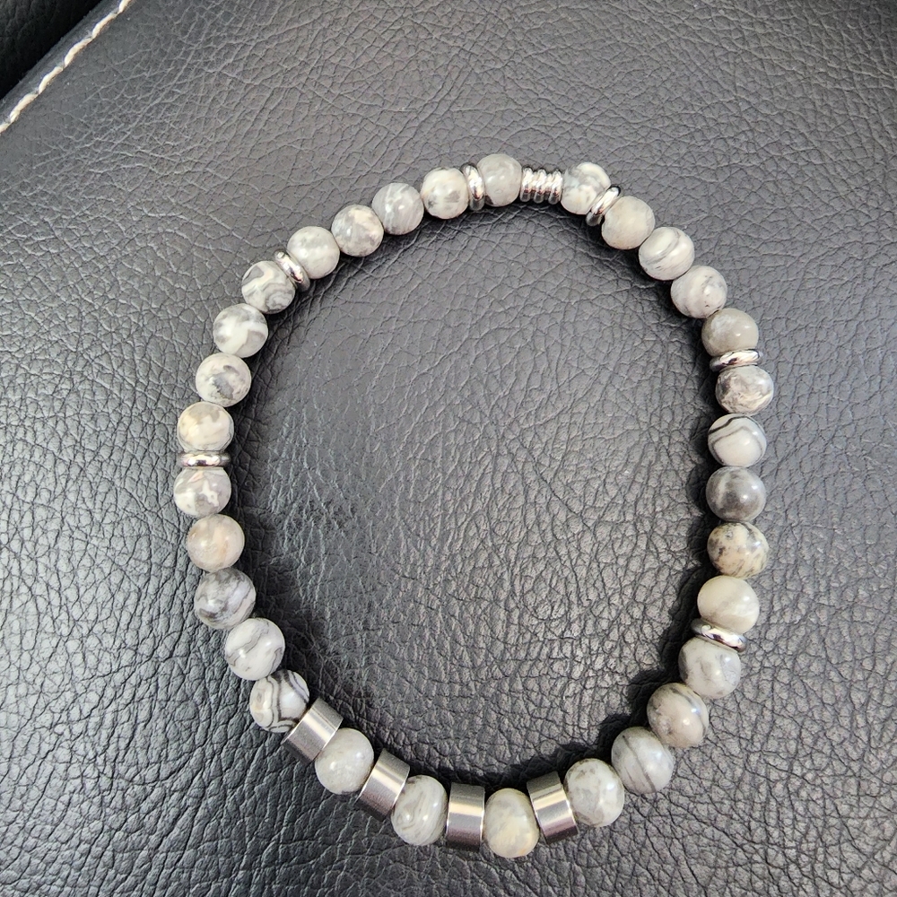 Men Bracelet made with natural stones and stainless steel materials